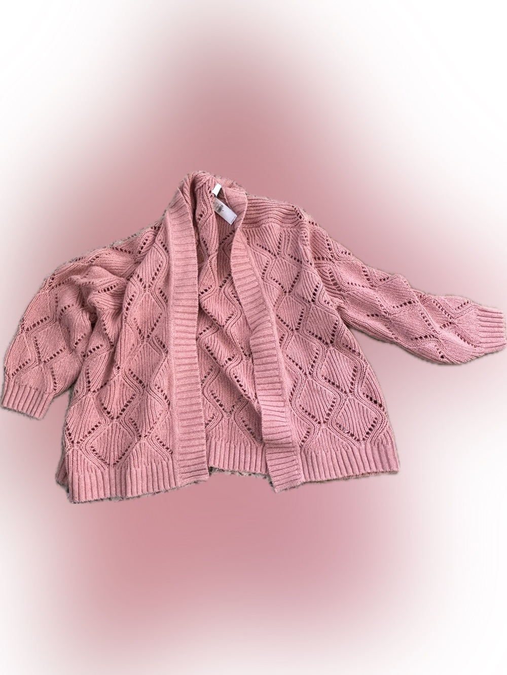 Old Navy Dusty Rose Open-Front Eyelet Knit Cardigan